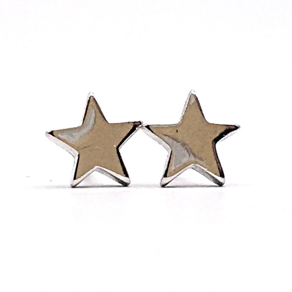 925 Star Shaped Stud Earrings .59 grams Sterling Silver Signed EC
